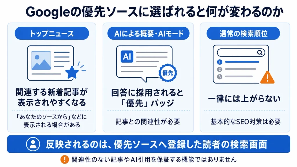 Googleの優先ソースに選ばれると何が変わるのか